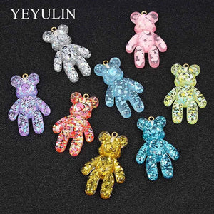 10 Pcs Random Mixed Little Bears Pendant Charm DIY Necklace Keychain Jewelry