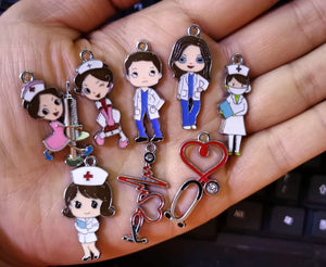 10 Pcs Syringe Charm Necklace/Bracelet/Earrings Pendants DIY Jewelry Making