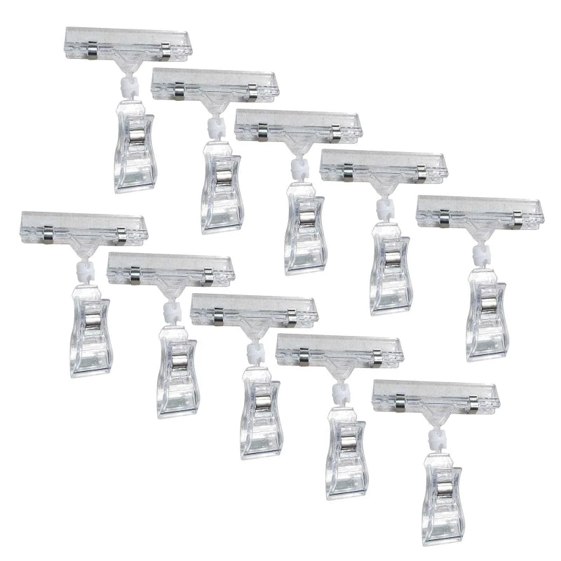 10 Pcs Double Sided Tag Clips 360? Swivel Business & Store Sign Holder