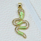 10 Pcs Enamel Snake Zirconia Charms Necklace Accessories