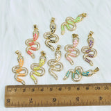10 Pcs Enamel Snake Zirconia Charms Necklace Accessories