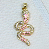 10 Pcs Enamel Snake Zirconia Charms Necklace Accessories