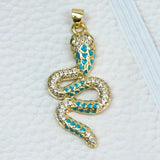 10 Pcs Enamel Snake Zirconia Charms Necklace Accessories