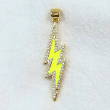 10 Pcs Enamel Lightning Pave Zirconia Charms Pendant Necklace 60344