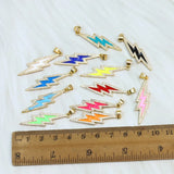 10 Pcs Enamel Lightning Pave Zirconia Charms Pendant Necklace 60344