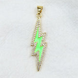 10 Pcs Enamel Lightning Pave Zirconia Charms Pendant Necklace 60344