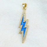10 Pcs Enamel Lightning Pave Zirconia Charms Pendant Necklace 60344