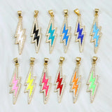 10 Pcs Enamel Lightning Pave Zirconia Charms Pendant Necklace 60344
