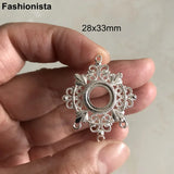 10 Pcs Silver Filigree Brass Earring Clasps 3 Holes 28x33mm DIY Jewelry