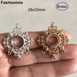 10 Pcs Silver Filigree Brass Earring Clasps 3 Holes 28x33mm DIY Jewelry