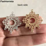 10 Pcs Silver Filigree Brass Earring Clasps 3 Holes 28x33mm DIY Jewelry