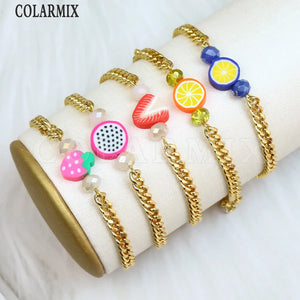 10 Pcs Fruit Charms Bracelet Summer Jewelry Gift 40118