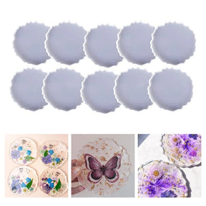 10 Pcs Agate Slice Coaster Epoxy Resin Mold DIY Crafts Silicone Mould