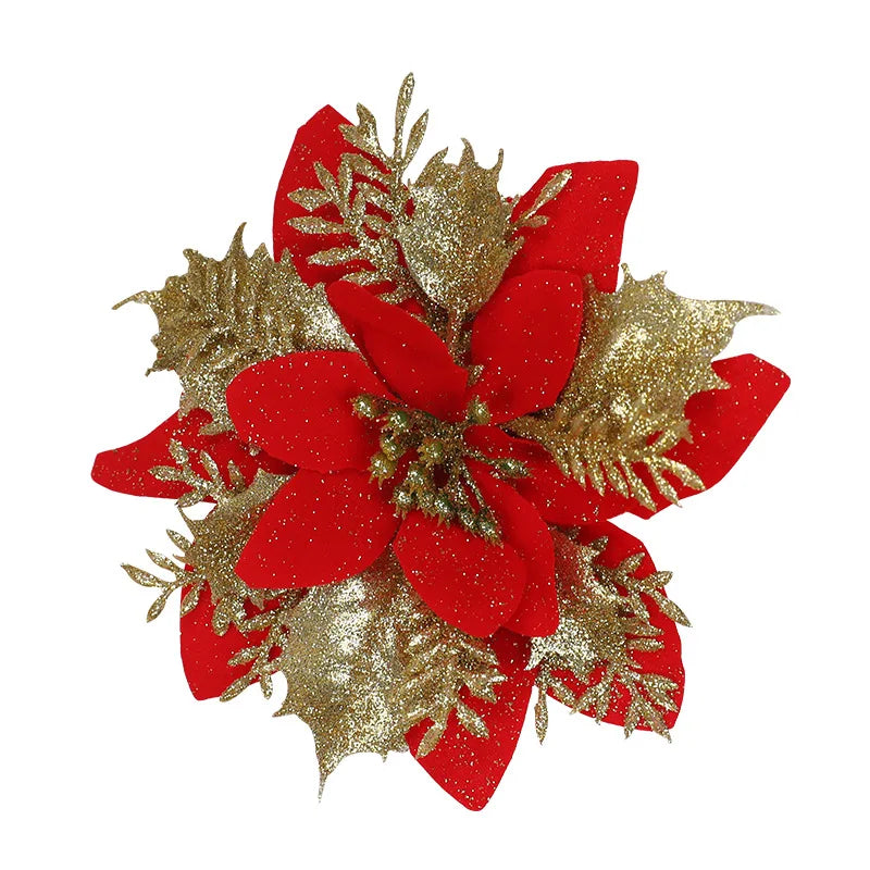 10 Pcs Christmas Flower Heads Artificial DIY Wreath Accessories