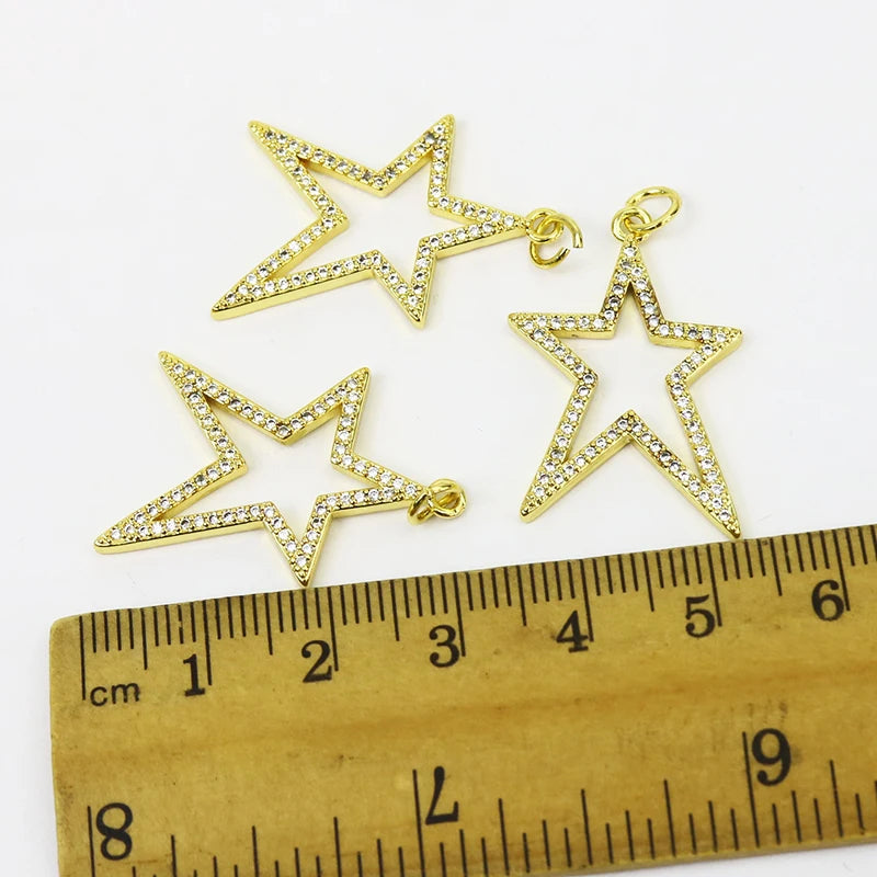 10 Pcs Zircon Star Jewelry Making Pendant Accessory