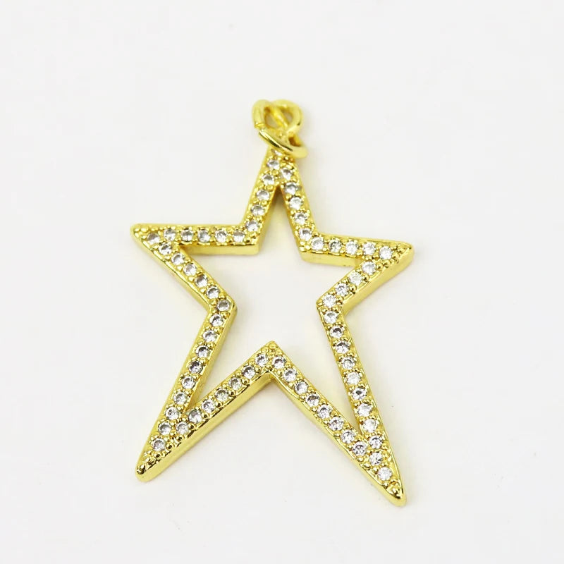 10 Pcs Zircon Star Jewelry Making Pendant Accessory