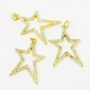10 Pcs Zircon Star Jewelry Making Pendant Accessory