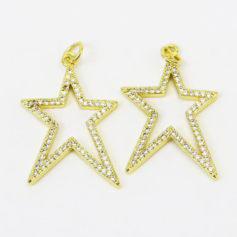 10 Pcs Zircon Star Jewelry Making Pendant Accessory