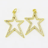 10 Pcs Zircon Star Jewelry Making Pendant Accessory