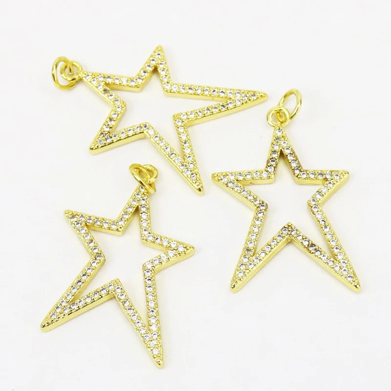 10 Pcs Zircon Star Jewelry Making Pendant Accessory