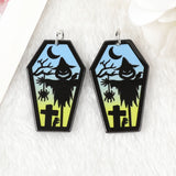 10 Pcs Halloween Charms Acrylic Coffin Ghost Bat Pendant DIY Jewelry Making