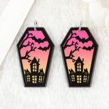 10 Pcs Halloween Charms Acrylic Coffin Ghost Bat Pendant DIY Jewelry Making
