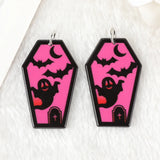 10 Pcs Halloween Charms Acrylic Coffin Ghost Bat Pendant DIY Jewelry Making