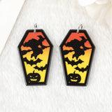 10 Pcs Halloween Charms Acrylic Coffin Ghost Bat Pendant DIY Jewelry Making