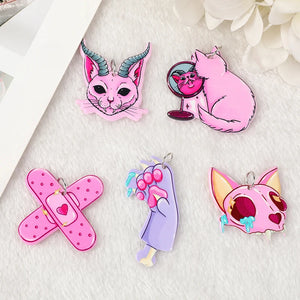 10 Pcs Halloween Charms Cat Bandage Acrylic Jewlery Findings