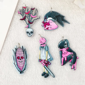 10 Pcs Halloween Charms Acrylic Witch Skull Corn Jewelry Findings