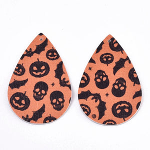 10 Pcs Halloween Teardrop Pendants Double Sided Charms for Jewelry Making