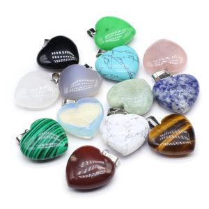 10 Pcs Heart Shape Healing Crystal Stone Pendants Agate Charms
