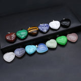 10 Pcs Heart Shape Healing Crystal Stone Pendants Agate Charms