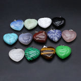 10 Pcs Heart Shape Healing Crystal Stone Pendants Agate Charms