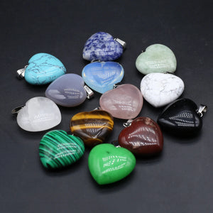 10 Pcs Heart Shape Healing Crystal Stone Pendants Agate Charms