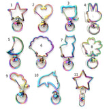 10 Pcs Rainbow Heart Star Keychain Snap Hook Clasp DIY Craft Bag Jean