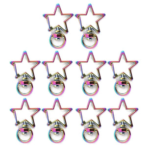 10 Pcs Rainbow Heart Star Keychain Snap Hook Clasp DIY Craft Bag Jean