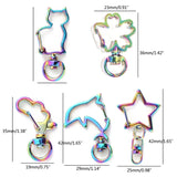 10 Pcs Rainbow Heart Star Keychain Snap Hook Clasp DIY Craft Bag Jean
