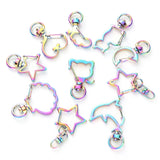 10 Pcs Rainbow Heart Star Keychain Snap Hook Clasp DIY Craft Bag Jean