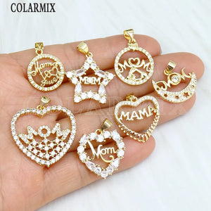 10 Pcs Heart Star Zircon Necklace Pendants