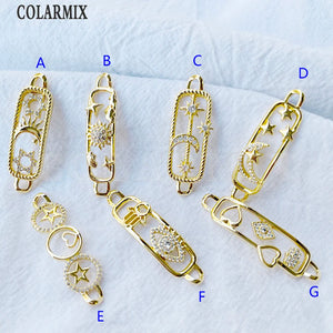 10 Pcs Hollow Pattern Pendant Conector Necklace Charms 60314