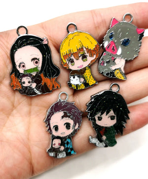 10 Pcs Kimetsu no Yaiba Charm DIY Jewelry Making Accessories