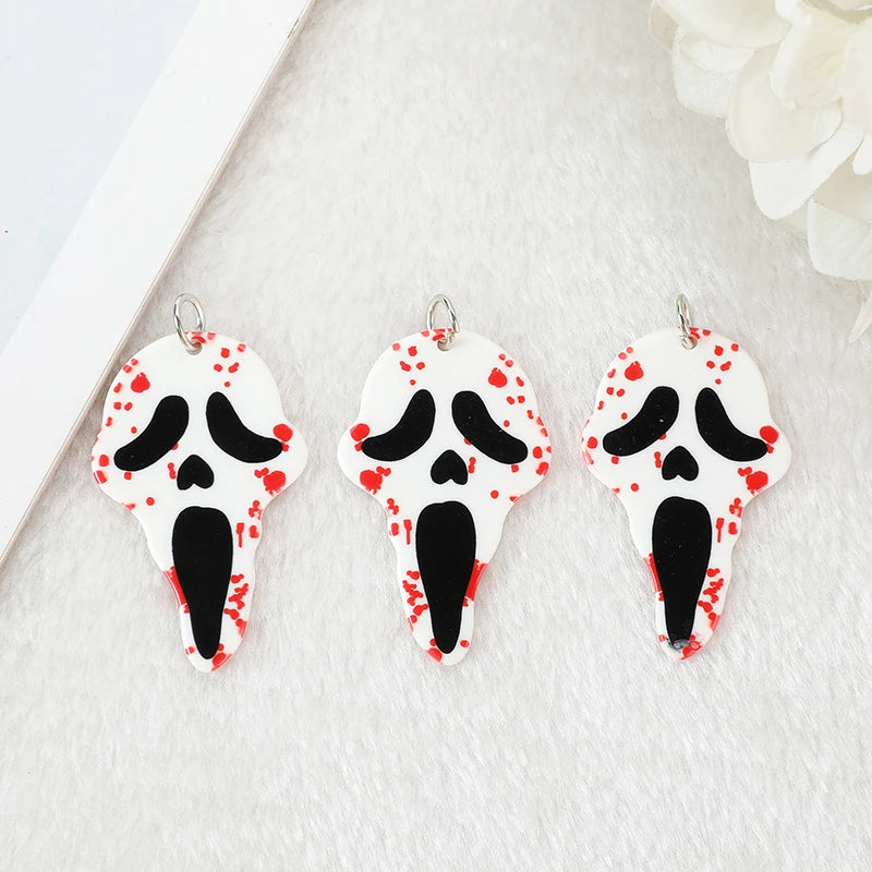 10 Pcs/Lot 50*31 MM Bloody Skull Heads Creepy Halloween Charms for Diy Making