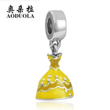 10 Pcs Enamel Yellow Princess Dress Charms for Jewelry Making