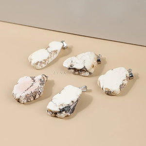 10 Pcs Natural Turquoise Rough Flat Stone Pendant For Jewelry Making DIY