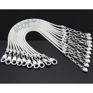 10 Pcs Silver Plated Lobster Clasp Snake Chain Charm Bracelets