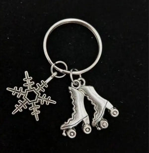 Vintage Ice Skates Snowflakes 25mm Keyring Keychain Charm Women Jewelry Findings