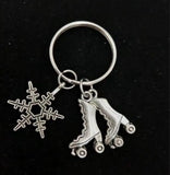 Vintage Ice Skates Snowflakes 25mm Keyring Keychain Charm Women Jewelry Findings