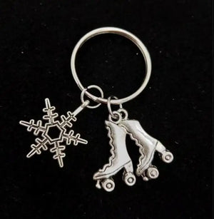 Vintage Ice Skates Snowflakes 25mm Keyring Keychain Charm Women Jewelry Findings