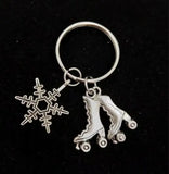 Vintage Ice Skates Snowflakes 25mm Keyring Keychain Charm Women Jewelry Findings